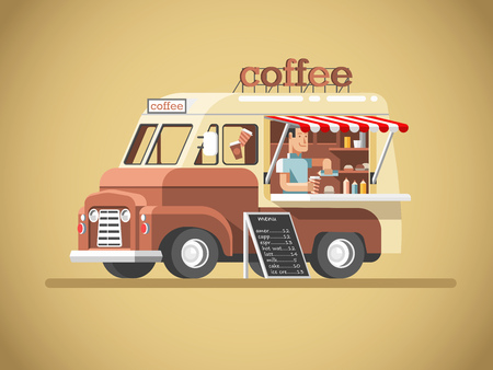 Street coffee van. Fast delivery.のイラスト素材