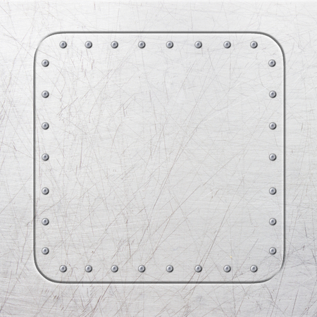 Square steel plate, steel frame as a background for designの写真素材