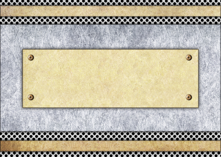 bronze frame, metal plate in the background. Iron template for designの写真素材