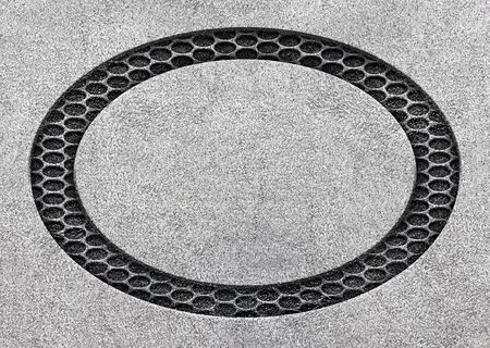 metal frame with a black perforated mesh, 3d, illustrationの写真素材