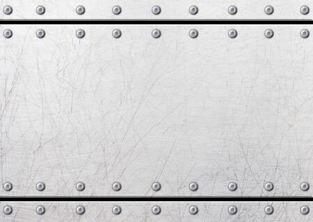 Steel metal plates with rivets seamless background, 3d, illustrationの写真素材