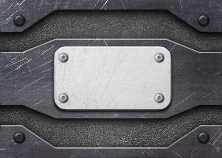 metal plate with rivets, surface design as a background, 3d, illustrationの写真素材