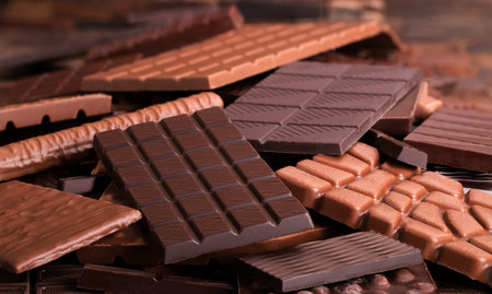 milk dark chocolate bars, tasty food background