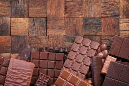 mix chocolate bar, top view. organic cocoa food backgroundの写真素材