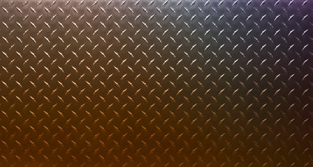 Abstract metal background, colorful sheet of iron with a rhombic pattern.の写真素材