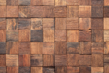 rustic wood texture wall panels, plank mosaic as backgroundの写真素材