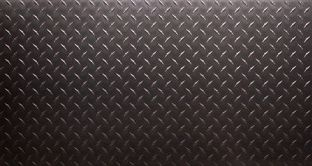metal texture with diamond print. steel plate, dark gray background.