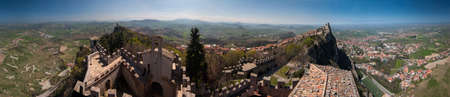 360 degree panorama (diorama) view city and towers in San Marino Republicのeditorial素材