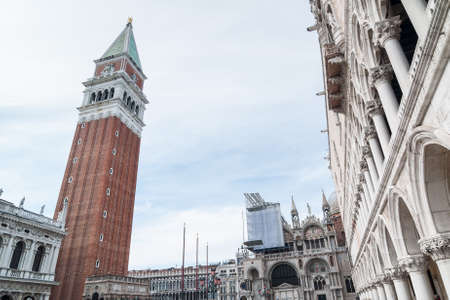 San Marco Campanile, Basilica and Doges Palace. Venice, Italyのeditorial素材