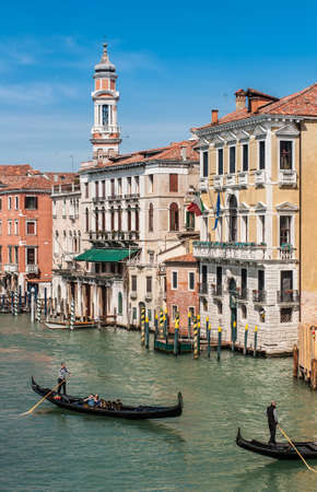 VENICE, ITALY - APRIL 13, 2013: View of the Chiesa dei Santi Apostoli di Cristo (Church of the Holy Apostles of Christ) - roman catholic church and old houses on Grand Canal, Venice, Veneto, Italyのeditorial素材