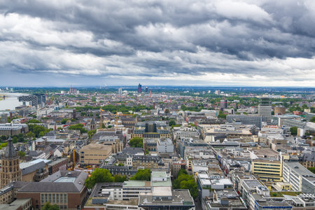 COLOGNE, GERMANY - SEP 17, 2015: Aerial view of Cologne from the viewpoint of Cologne Cathedral.