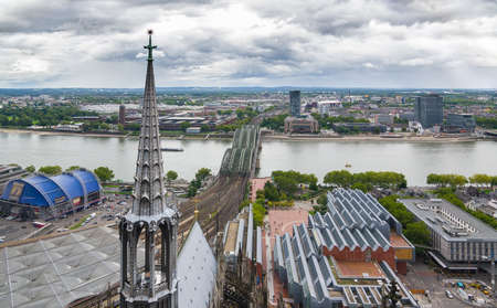 COLOGNE, GERMANY - SEP 17, 2015: Aerial view of Cologne from the viewpoint of Cologne Cathedral.のeditorial素材