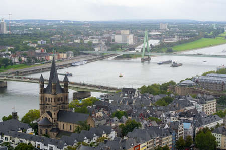 COLOGNE, GERMANY - SEP 17, 2015: Aerial view of Cologne from the viewpoint of Cologne Cathedral.のeditorial素材