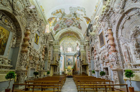 PALERMO, ITALY - SEPTEMBER 9, 2015: Interior of the Church of Santa Maria di Valverde in Palermo, Sicily, Italyのeditorial素材