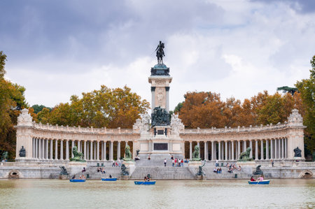 MADRID, SPAIN - SEPTEMBER 26, 2014: The Monument to King Alfonso XII is located in Buen Retiro Park...
