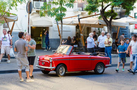Catania, Italy - September 13, 2015: Vintage small car Autobianchi Bianchina Convertible in Catania, Sicily, Italyのeditorial素材