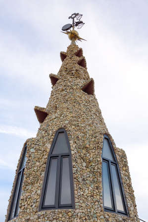 Design of the Palace Guell roof - Gaudi Chimney.のeditorial素材