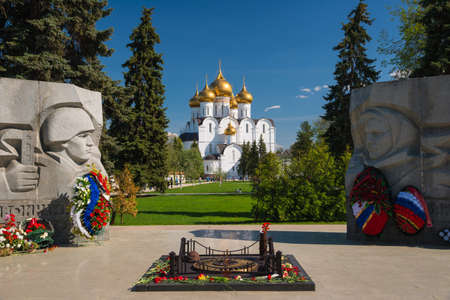 Yaroslavl, Russia - May 8, 2016: Assumption cathedral and the war memorial in Yaroslavl, Russia. Golden Ring of Russia.のeditorial素材