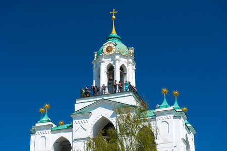 The belfry tower of the Spaso-Preobrazhensky Monastery. Yaroslavl, Russia.
