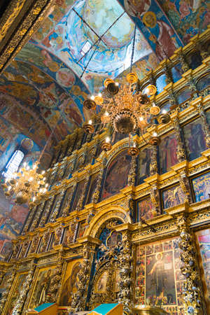 Yaroslavl, Russia - May 8, 2016: Interior of the Church of Elijah the Prophet in Yaroslavl. Golden ring, Russia.のeditorial素材
