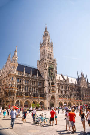 MUNICH, GERMANY - JUNE 7, 2016: Karlsplatz Stachus and New Town Hall in Munich, Bavaria, Germanyのeditorial素材