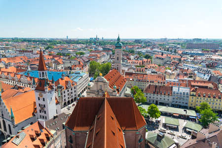 Munich, Germany - June 7, 2016: Scenic aerial panorama of the Old Town architecture of Munich, Bavaria, Germanyのeditorial素材