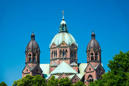 View of the old church St. Lukas Church - Lukaskirche. Munich, Bavaria, Germanyの写真素材