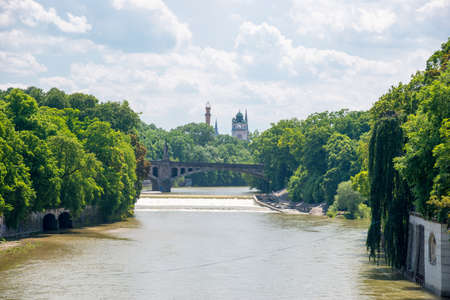 View of the river Isar in Munich, Bavariaの写真素材