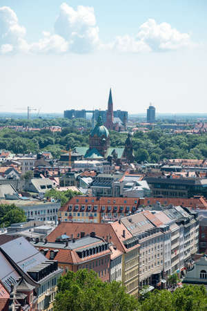 Munich, Germany - June 7, 2016: Scenic aerial panorama of the Old Town architecture of Munich, Bavaria, Germanyのeditorial素材