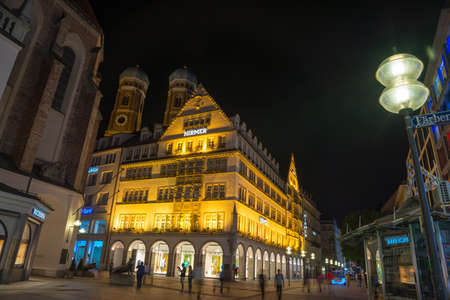 Munich, Germany - June 7, 2016: Night view of the Munich, Bavaria, Germanyのeditorial素材