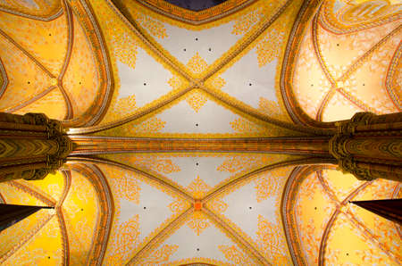 BUDAPEST, HUNGARY - FEBRUARY 23, 2016: Interior of Matthias Church is a Roman Catholic church located in Budapest, Hungary, in front of the Fisherman's Bastion at the heart of Buda's Castle Districtのeditorial素材