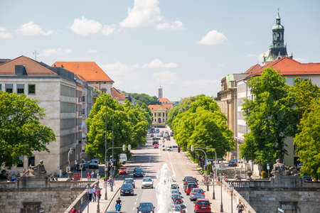 Munich, Germany - June 7, 2016: Maximilian bridge and street in sunny day in Munich, Germanyのeditorial素材