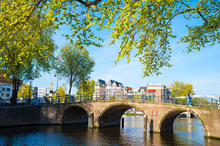 Amsterdam, Netherlands - April 19, 2017: Hendrick Jacobsz Staetsbrug - bridge in Amsterdam, The Netherlandsのeditorial素材