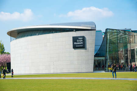 Amsterdam, Netherlands - April 20, 2017: Van Gogh museum building outstanding with design architectured in Amsterdam, Netherlandsのeditorial素材