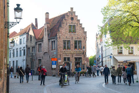 Bruges, Belgium - April 15, 2017: Street view of the Historic Centre of Bruges, Belgiumのeditorial素材