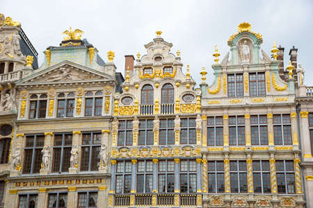 Guildhalls on the Grand Place in Brussels, Belgium.の写真素材