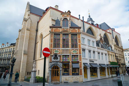 Brussels, Belgium - April 22, 2017: Church of St. Nicholas in sunny day. It is one of oldest churches of Brussels.,Belgiumのeditorial素材