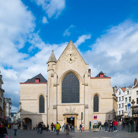 Brussels, Belgium - April 22, 2017: Church of St. Nicholas in sunny day. It is one of oldest churches of Brussels.,Belgiumのeditorial素材