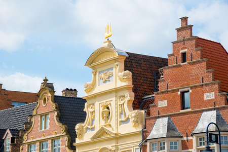 Ghent, Belgium - April 16, 2017: Row of historic colorful buildings in Ghent, Belgiumのeditorial素材