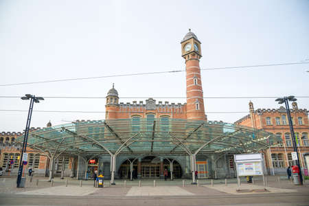 Ghent, Belgium - April 16, 2017: Gent-Sint-Pieters - main railway station with glass, was originally built for 1912 World Expo. Ghent, Belgiumのeditorial素材