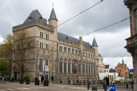 Ghent, Belgium - April 16, 2017: Castle of Gerald the Devil or Geeraard de Duivelsteen is a 13th century gothic architecture building in Ghent, Belgiumのeditorial素材