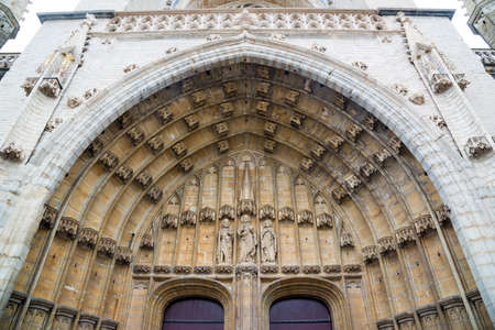 Ghent, Belgium - April 16, 2017: Statues of Saints at the entrance of Cathedral in Ghentのeditorial素材