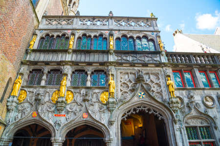 Bruges, Belgium - April 18, 2017: The Basilica of the Holy Blood in Market Square, Bruges, West Flanders, Belgiumのeditorial素材