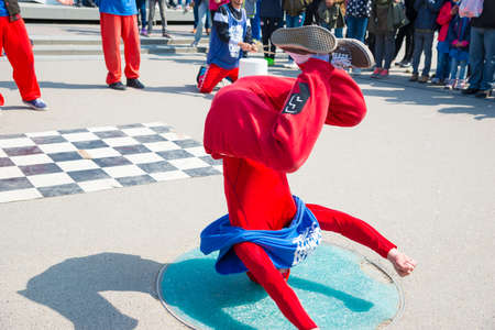 Amsterdam, Netherlands - April 20, 2017: Youth break dancing on city streets in Amsterdam. Street festival breakdance.のeditorial素材