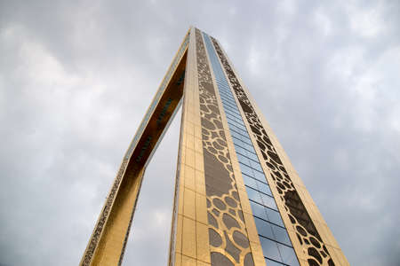 Golden Dubai Frame, New attraction in Dubai, United Arab Emiratesの写真素材