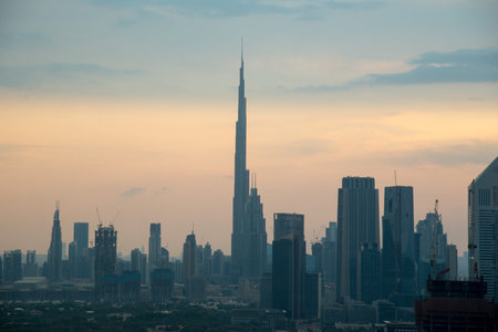 View over Dubai with Burj Khalifa the tallest building in the world. Dubai, UAE.