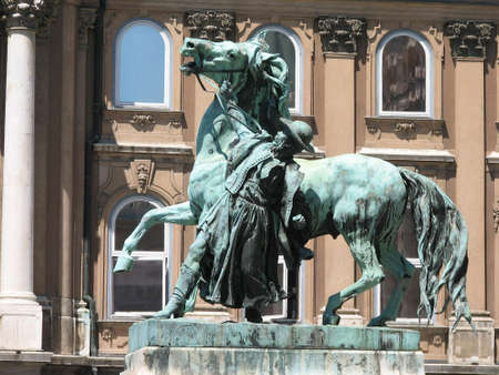Horse statue Royal palace in Budapestのeditorial素材
