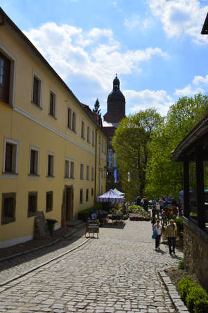 Street leading to Ksiaz castleのeditorial素材