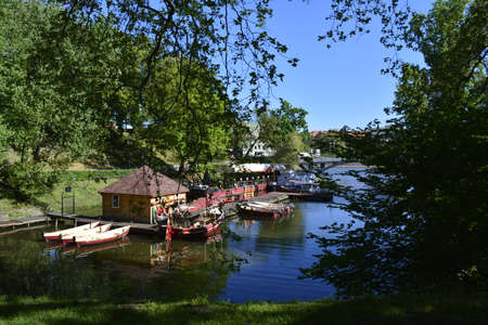 Odra river in spring in a Wroclaw city centerのeditorial素材