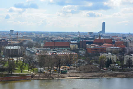 The skyline of Wroclaw forms of Cathedral towerのeditorial素材